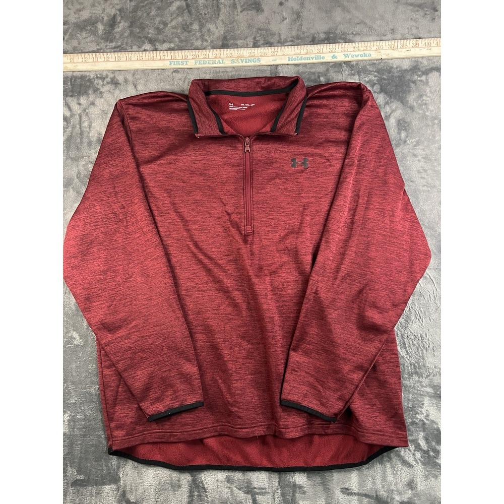 Under Armour 3XL Pullover Mens Maroon Red Heather Quarter Zip Fleece Loose Fit